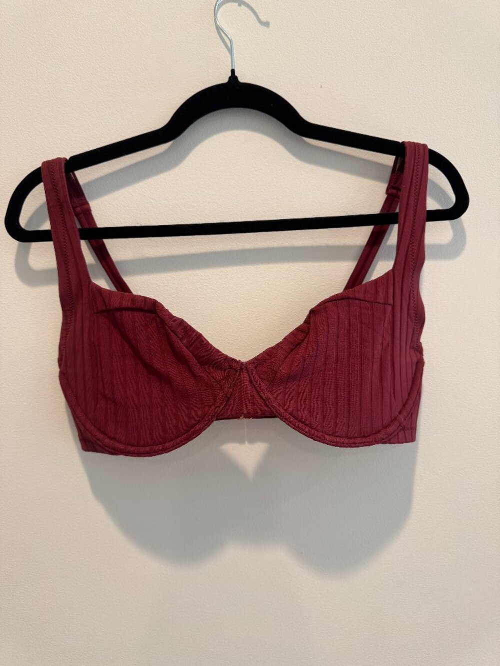 Shade & Shore Burgundy Ribbed Underwire Bikini - 36DD